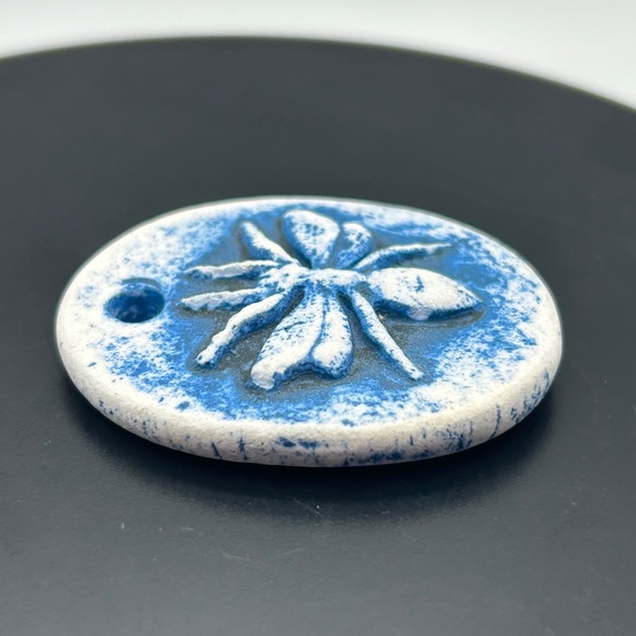 Artisan Bumblebee Blue and White Ceramic Pendant - Picture 4 of 10